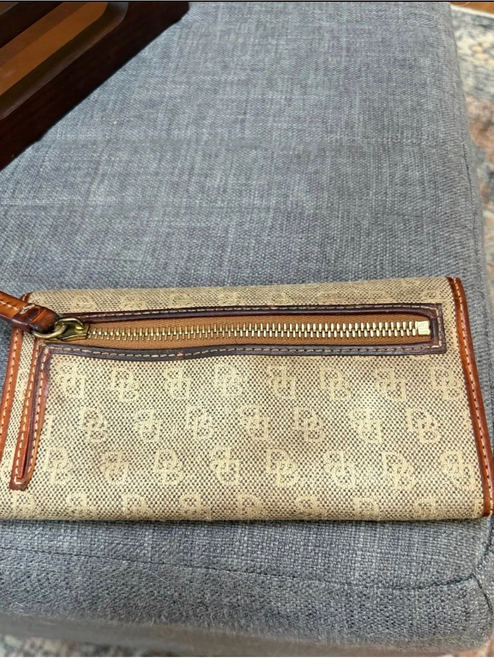 Dooney & Bourke Brown Signature Continental Wallet with Leather Trim
